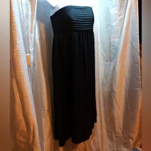 Banana Republic Silk Dress, Pure Silk, Strapless Midi Black Fitted Top Loose Fit